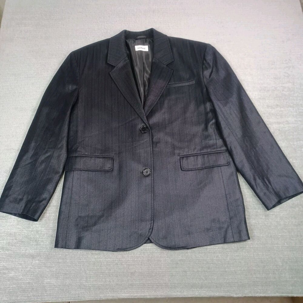 Soulland Jude Blazer Mens M Black Wool Oversized Pinstripe Lightweight Designer